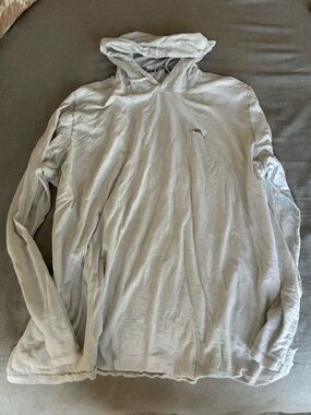 Tommy Bahama Light Gray Hooded Cotton Top with Tropical Trim